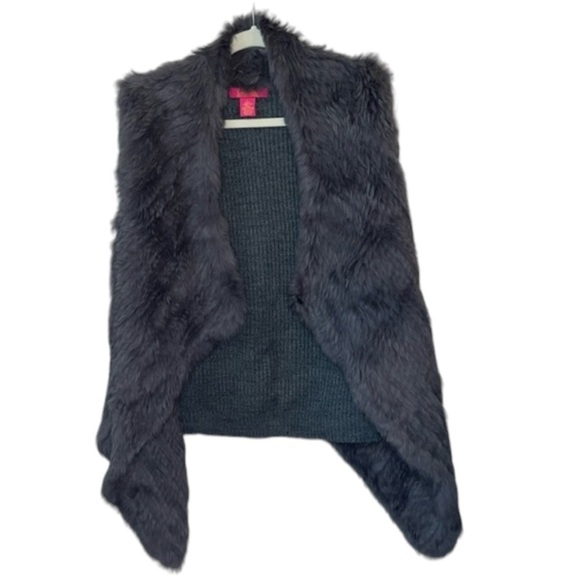 Catherine Catherine Makandrino Gray Rabbit Fur Sleeveless Vest Size L - Picture 1 of 6